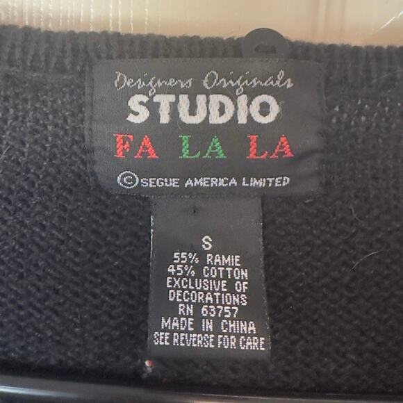 VTG Designers Originals Studio Fa La La Christmas Zip Up Cardigan Sweater Size L - Picture 4 of 13